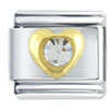 Gold Tone Heart April Diamond Color Rhinestone Italian Charm