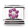 July Ruby Color Birthstone Flower Italian Charm