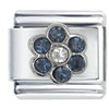 September Sapphire Color Birthstone Flower Italian Charm