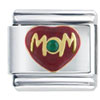 Mom Heart Green  Rhinestone  Italian Charm