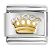 Studded Gold Plated Crown Italian Charm