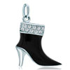 925 Sterling Silver Clear White Crystal Black Enamel Female Boot Clasp Cha...