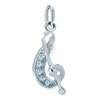925 Sterling Silver Clear White Crystal Musical Tone Clasp Charm Pendant
