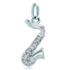 925 Sterling Silver Clear White Crystal Saks Music Clasp Charm Pendant
