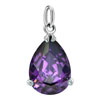 925 Sterling Silver Amethyst Purple Crystal Diamond Accent Drop Clasp Char...