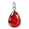 925 Sterling Silver Light Red Crystal Diamond Accent Drop Clasp Charm Pend...