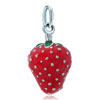 925 Sterling Silver Fresh Strawberry Fruit Clasp Charm Pendant