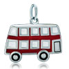 925 Sterling Silver Light Red Cute Schoolbus Clasp Charm Pendant