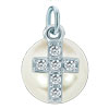 925 Sterling Silver White Diamond Cross Clasp Charm Pendant