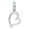 925 Sterling Silver Clear White Crystal Heart Love Clasp Charm Pendant