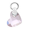 925 Sterling Silver Rose Pink Crystal Diamond Accent Heart Love Clasp Char...