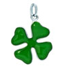 925 Sterling Silver Emerald Green Enamel Lucky Four Leaf Clover Clasp Char...