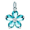 925 Sterling Silver Aquamarine Blue Crystal Diamond Accent Flower Clasp Ch...