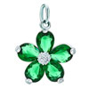 925 Sterling Silver Emerald Green Crystal Diamond Accent Butterfly Clasp C...