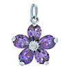 925 Sterling Silver Alexandrite Amethyst Crystal Flower Dangle Clasp Charm...