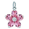 925 Sterling Silver Rose Pink Crystal Diamond Accent Butterfly Clasp Charm...