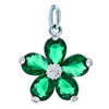 925 Sterling Silver Blue Topaz Crystal Diamond Accent Flower Clasp Charm P...