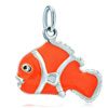 925 Sterling Silver Cute Dark Orange Fish Clasp Charm Pendant
