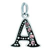 925 Sterling Silver Rose Pink Crystal Diamond Accent Letter A Clasp Charm ...