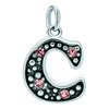 925 Sterling Silver Rose Pink Crystal Diamond Accent Letter C Clasp Charm ...