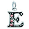 925 Sterling Silver Rose Pink Crystal Diamond Accent Letter E Clasp Charm ...