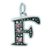 925 Sterling Silver Rose Pink Crystal Diamond Accent Letter F Clasp Charm ...