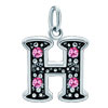 925 Sterling Silver Rose Pink Crystal Diamond Accent Letter H Clasp Charm ...