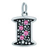 925 Sterling Silver Rose Pink Crystal Diamond Accent Letter I Clasp Charm ...