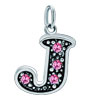925 Sterling Silver Rose Pink Crystal Diamond Accent Letter J Clasp Charm ...