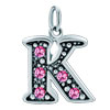 925 Sterling Silver Rose Pink Crystal Diamond Accent Letter K Clasp Charm ...