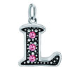 925 Sterling Silver Rose Pink Crystal Diamond Accent Letter L Clasp Charm ...