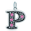 925 Sterling Silver Rose Pink Crystal Diamond Accent Letter P Clasp Charm ...
