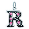 925 Sterling Silver Rose Pink Crystal Diamond Accent Letter R Clasp Charm ...