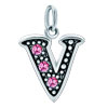 925 Sterling Silver Rose Pink Crystal Diamond Accent Letter V Clasp Charm ...