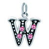 925 Sterling Silver Rose Pink Crystal Diamond Accent Letter W Clasp Charm ...
