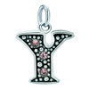 925 Sterling Silver Rose Pink Crystal Diamond Accent Letter Y Clasp Charm ...