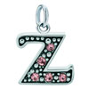 925 Sterling Silver Rose Pink Crystal Diamond Accent Letter Z Clasp Charm ...