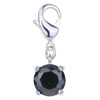 925 Sterling Silver Black Crystal Ball Lobster Clasp Charm For Bracelet