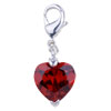 Garnet Heart 925 Sterling Silver Clasp Charms