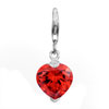 Decorative Red Silver Tone Heart Clasp Charms