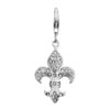 925 Sterling Silver Fleur De Lis Loved Flower With Clear Crystal