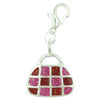Pink Checked Purse Clasp Charm