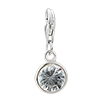 925 Sterling Silver Clear White Crystal Round Lobster Clasp Charm For Brac...