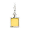 Square With Pale Yellow Enamel 925 Sterling Silver Clasp Charm