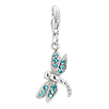 March Aquamarine Color Aquamarine Dragonfly 925 Sterling Silver Clasp Charms