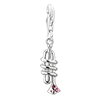 925 Sterling  Silver Rose  Pink Crystal Trumpet Lobster Clasp Charm  ... 
