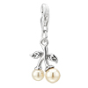 Pearl Cherry Dangle Sterling Silver Link Charms Clasp
