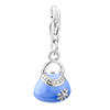 925 Sterling Silver Pale Purple Handbag Lobster Clasp Charm For Bracelet