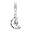 Crystal Moon &amp;  Star  925 Sterling Silver Clasp Charms