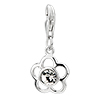 925 Sterling Silver Flower Floral Lobster Clasp Charm For Bracelet